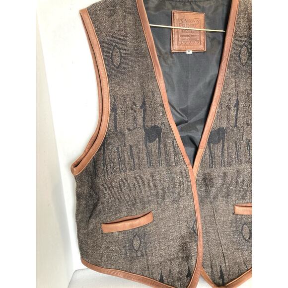 Sumac Design Vest Men’s Medium 100% Wool With Leather Trim Alpaca Designs - Picture 2 of 10